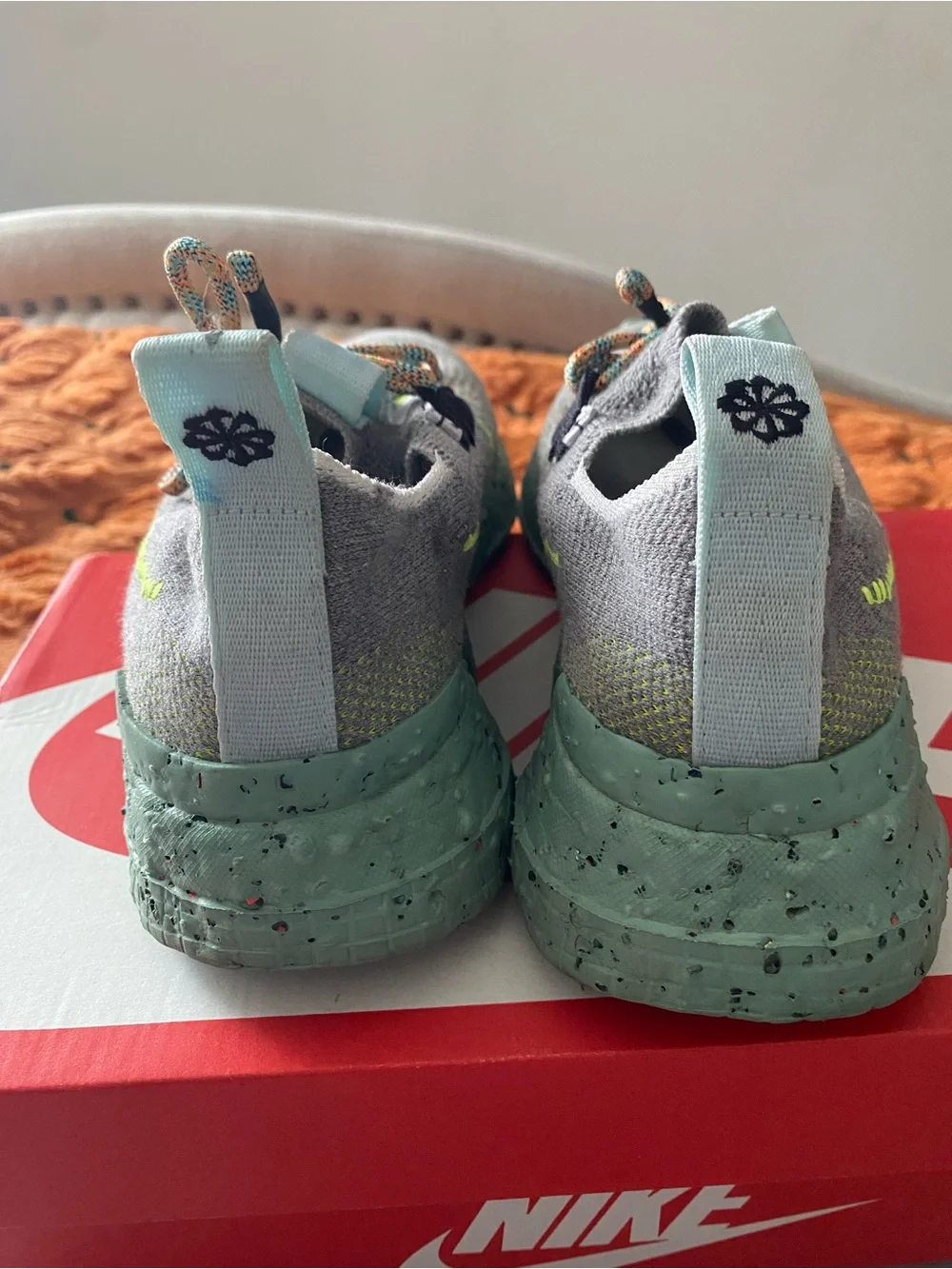 Nike Kids Grey & Mint Green Lightweight Sneakers with Multicolor Laces